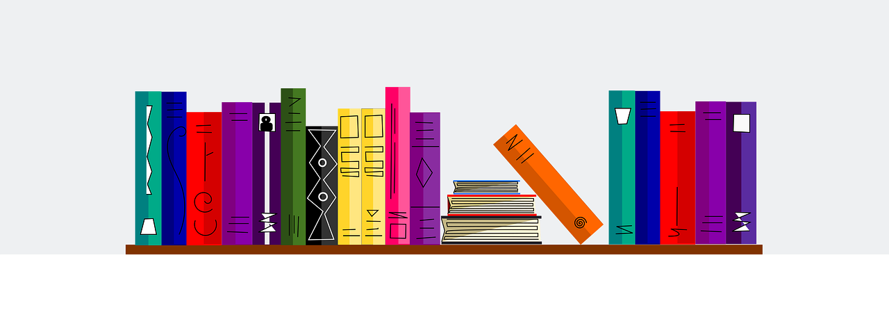 libros en una estantería